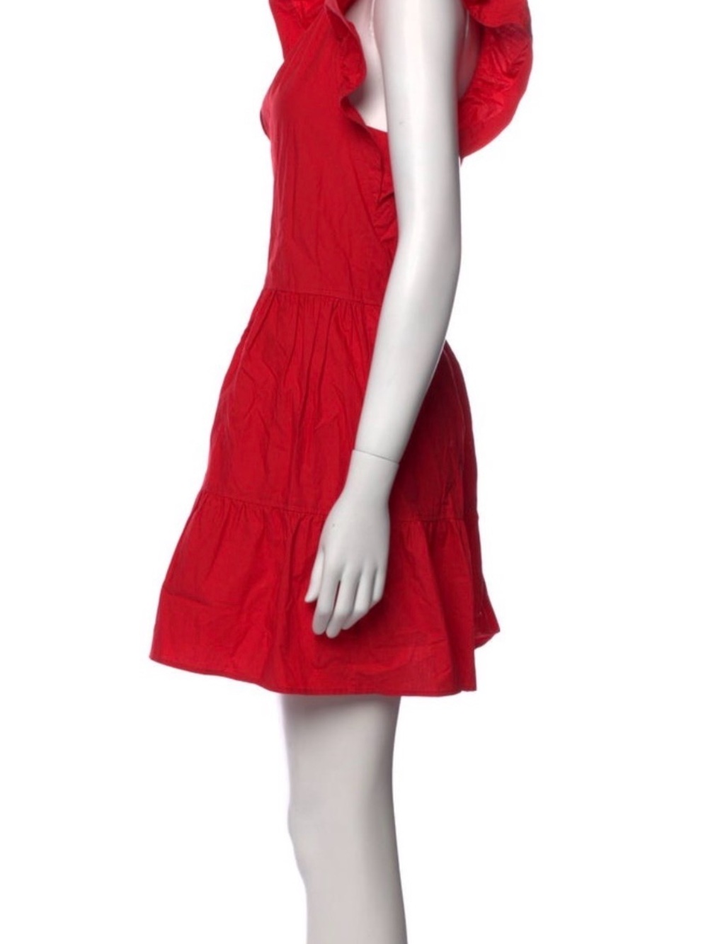 A.L.C. Red Keyhole Ruffle Sleeve Mini Dress - Picture 3 of 7